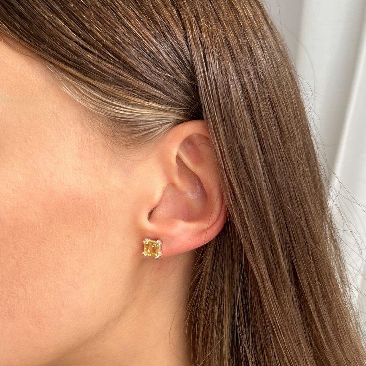 Kolczyki z Kwadratowym Cytrynem Silver