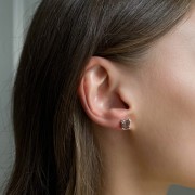 Kolczyki z Kwadratowym Kwarcem Dymnym Silve