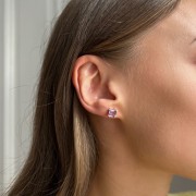 Kolczyki z Kwadratowym Ametystem Silver