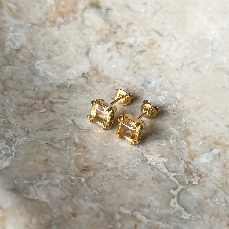 Kolczyki z Kwadratowym Cytrynem Gold (id: 1860)