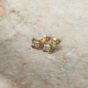 Kolczyki z Kwadratowym Kwarcem Dymnym Gold (id: 1859)