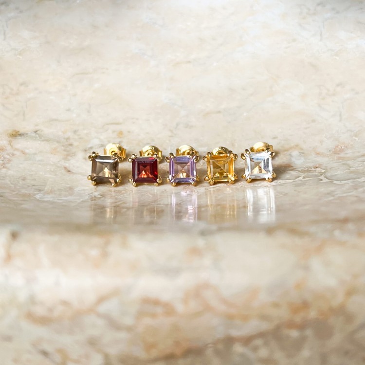 Kolczyki z Kwadratowym Ametystem Gold (id: 1857)