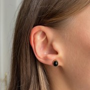 Kolczyki Sztyfty z Owalnym Spinelem Gold