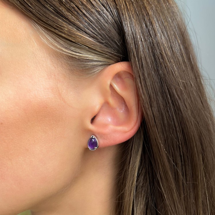 Kolczyki Sztyfty Łezka z Ametystem Silver (id: 1895)