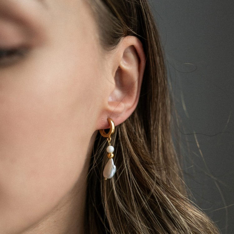 Kolczyki z Nieregularną Perłą Gold (id: 1968)