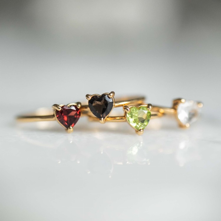 Pierścionek Serce z Kwarcem Dymnym Gold (id: 2027)