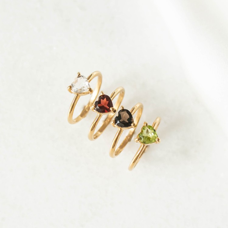 Pierścionek Serce z Oliwinem Gold (id: 2020)