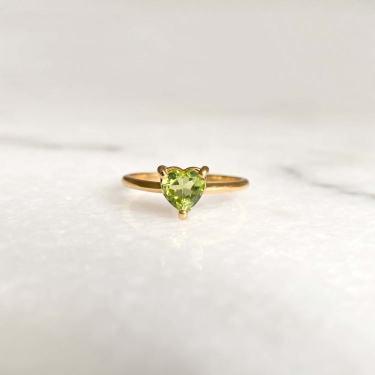 Pierścionek Serce z Oliwinem Gold (id: 2020)