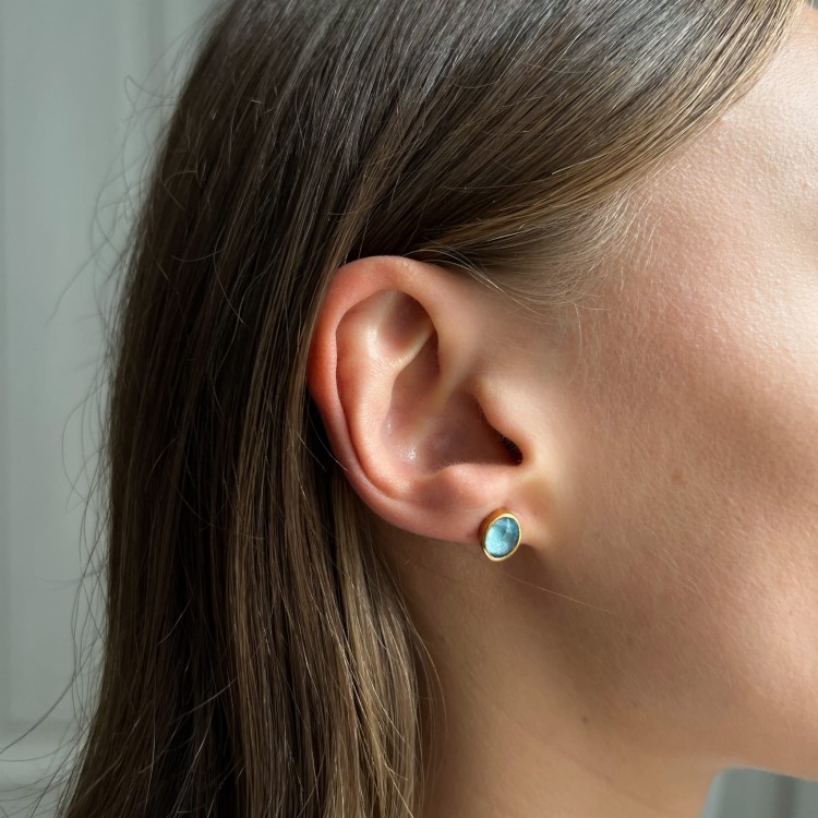 Kolczyki z Owalnym Topazem w Szlifie Fasetowanym Gold