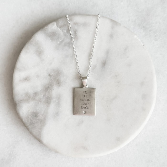 Personalizowany Naszyjnik Prostokątny z Białym Diamentem Silver (id: 2098)