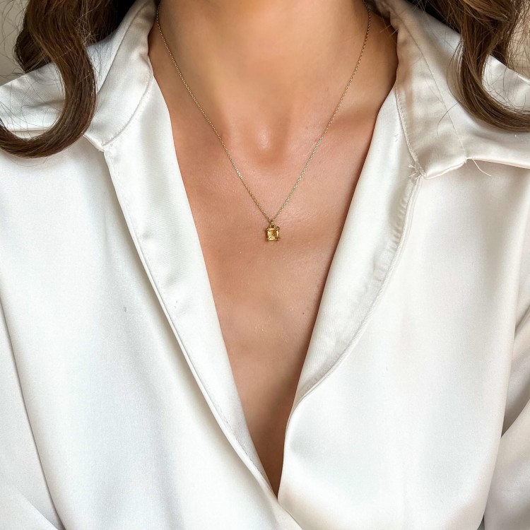 Naszyjnik z Kwadratowym Cytrynem Gold (id: 1842)