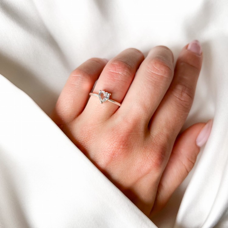 Pierścionek Serce z Białym Topazem Silver (id: 2022)