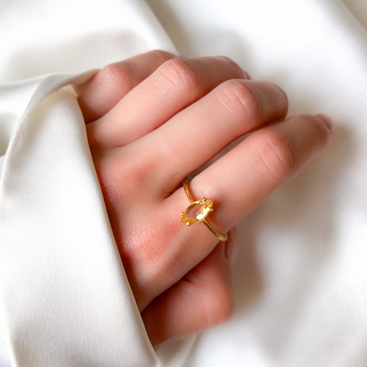 Złoty Pierścionek Markiza z Cytrynem (id: 1952)