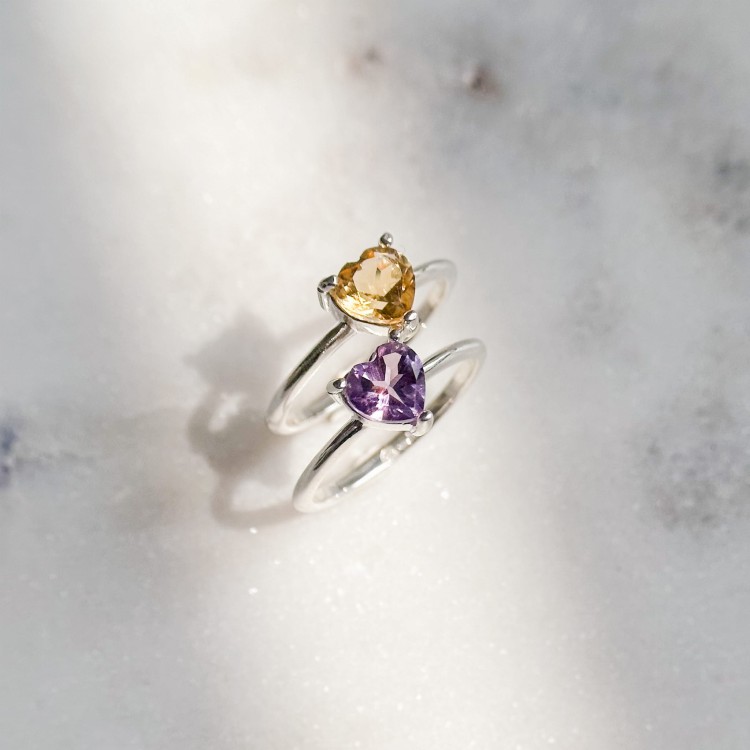 Pierścionek Serce z Ametystem Silver