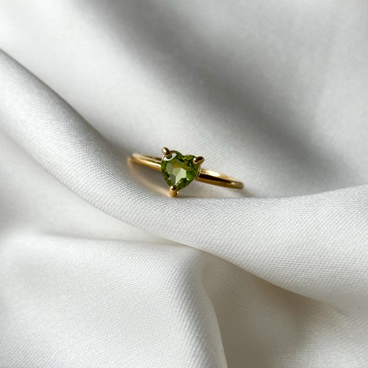 Pierścionek Serce z Oliwinem Gold (id: 2020)