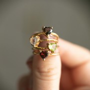 Złoty Pierścionek Serce z Oliwinem (id: 2152)