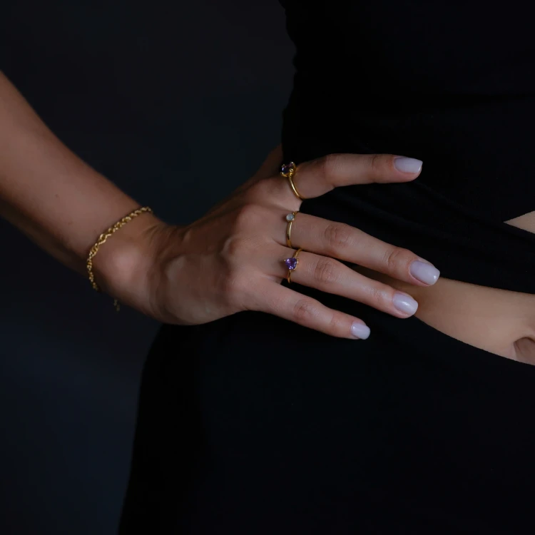 Pierścionek Serce z Ametystem Gold (id: 2136)