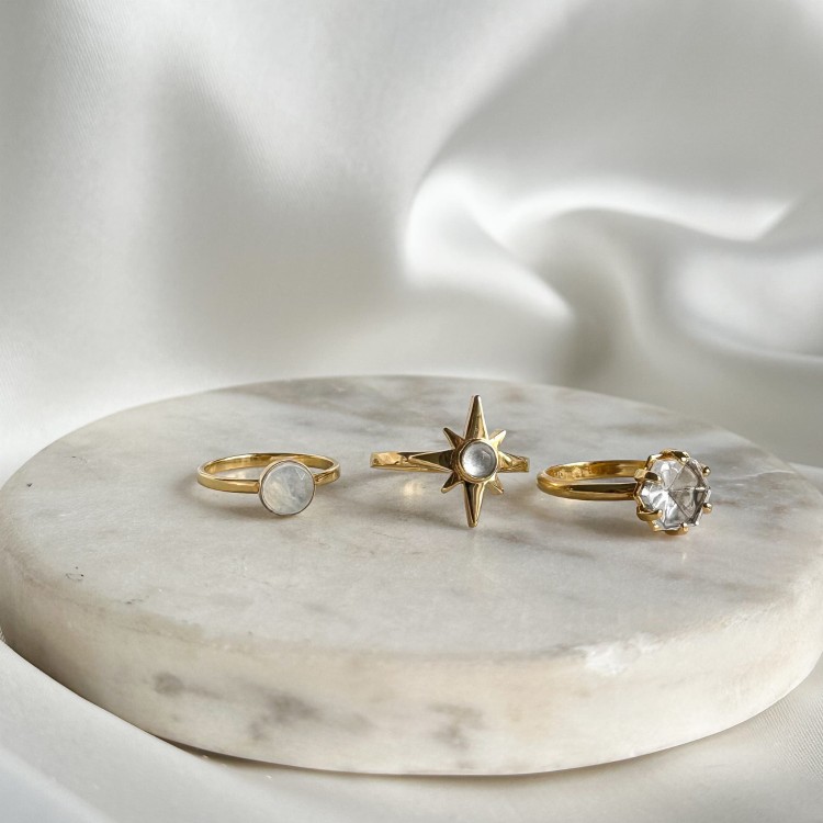 Pierścionek Róża Wiatrów z Kryształem Górskim