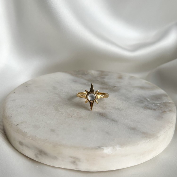 Pierścionek Róża Wiatrów z Kryształem Górskim