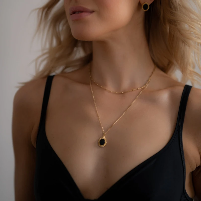 Naszyjnik Onyks Vintage Gold