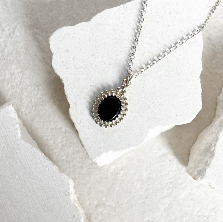 Naszyjnik Onyks Vintage Silver