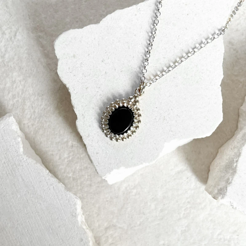 Naszyjnik Onyks Vintage Silver