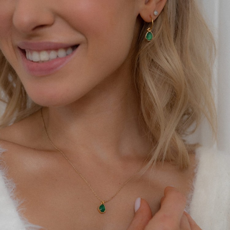 Naszyjnik Łezka z Agatem Zielonym