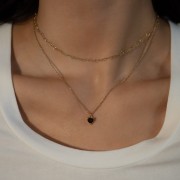 Naszyjnik Serce z Kwarcem Dymnym Gold (id: 2078)