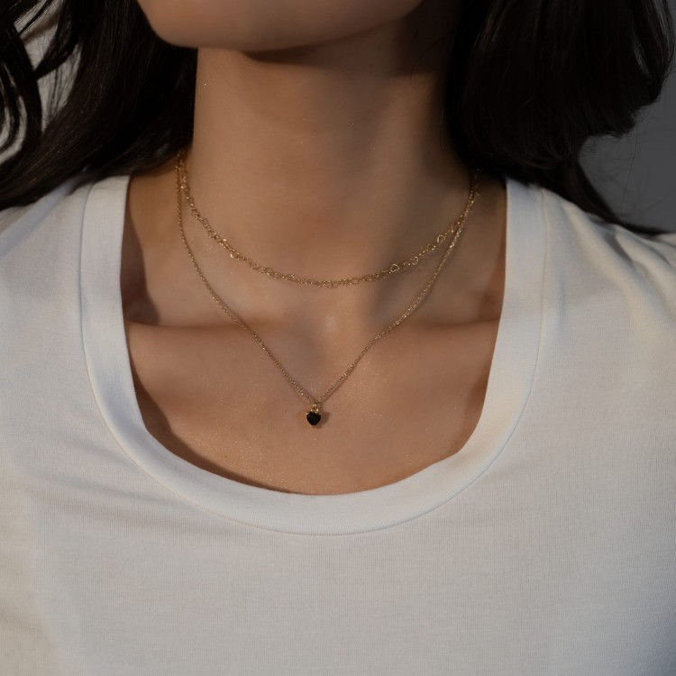 Naszyjnik Serce z Kwarcem Dymnym Gold (id: 2078)