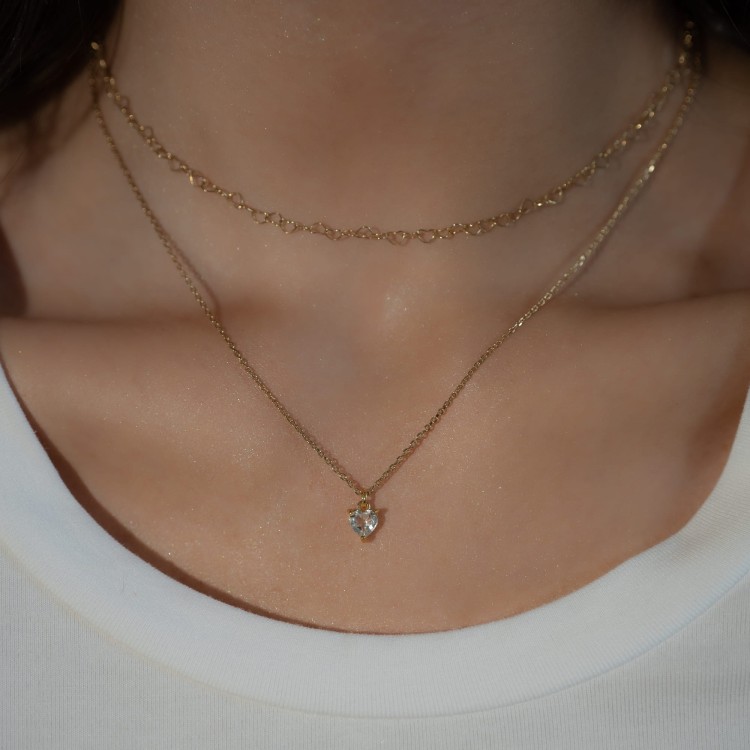 Naszyjnik Serce z Topazem Białym Gold (id: 2076)