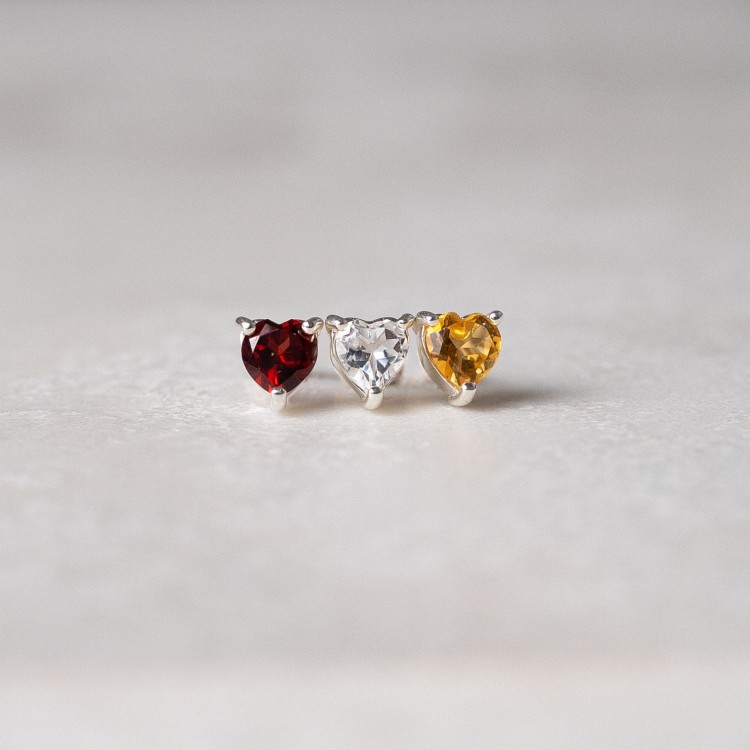 Kolczyki Sztyfty Serce z Topazem Białym Silver