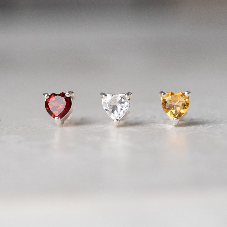 Kolczyki Sztyfty Serce z Topazem Białym Silver