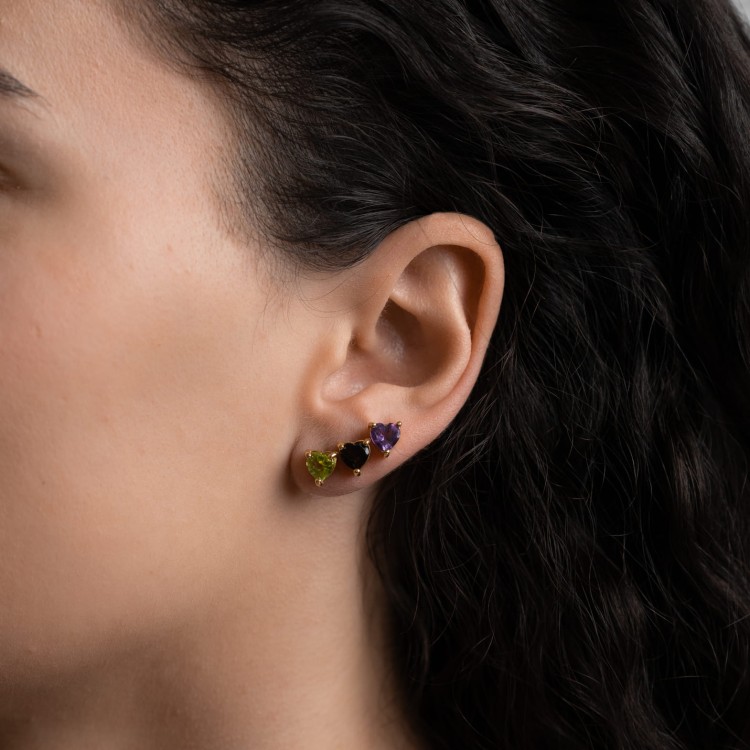 Kolczyki Sztyfty Serce z Oliwinem Gold (id: 2275)