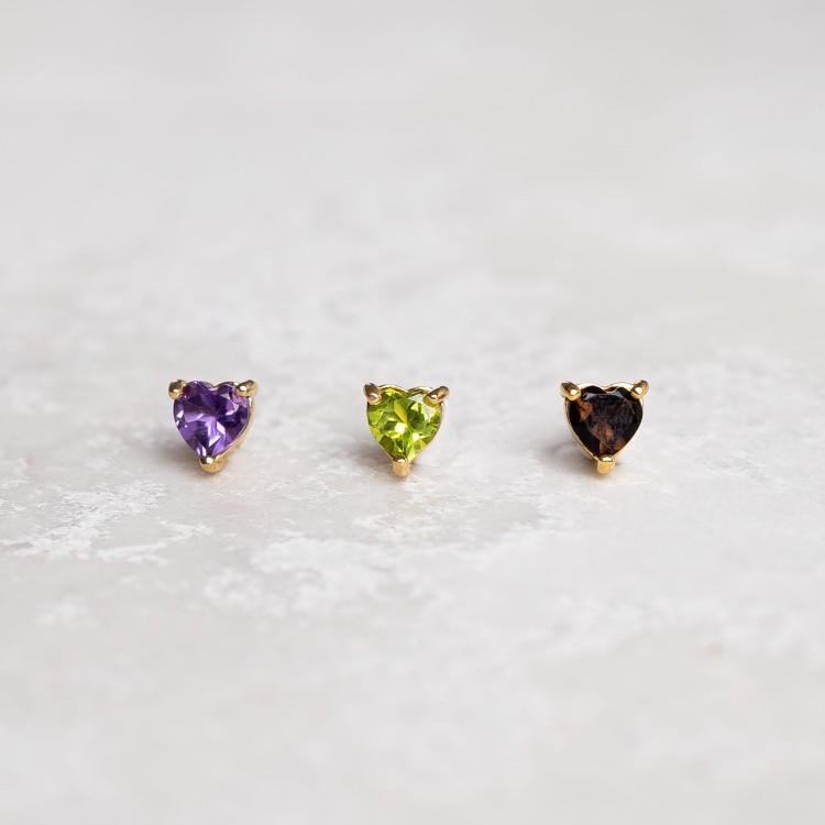 Kolczyki Sztyfty Serce z Kwarcem Dymnym Gold (id: 2276)