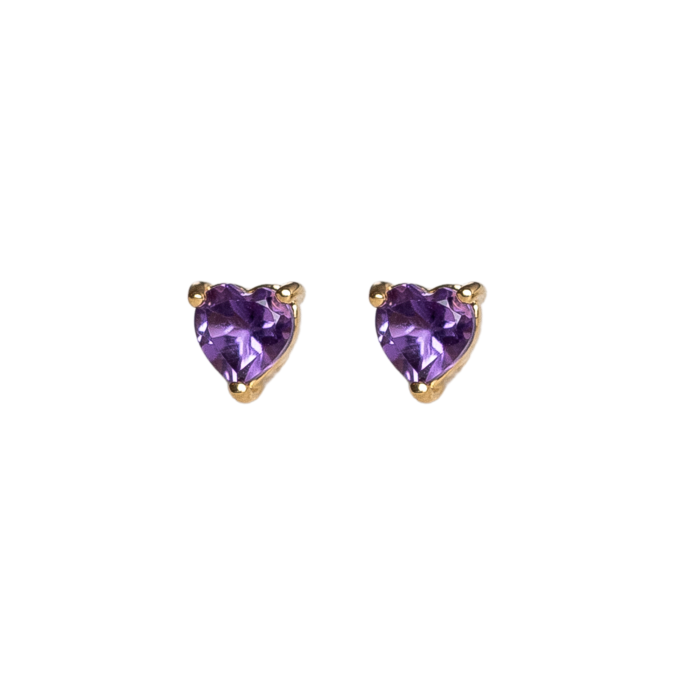 Kolczyki Sztyfty Serce z Ametystem Gold (id: 2277)