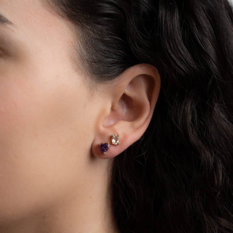 Kolczyki Sztyfty Serce z Ametystem Gold (id: 2277)