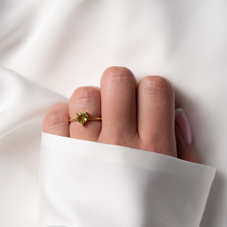 Pierścionek Serce z Oliwinem Gold (id: 2020)