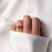 Złoty Pierścionek Serce z Oliwinem (id: 2152)