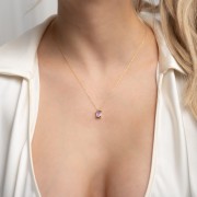 Naszyjnik z Prostokątnym Ametystem Gold (id: 1909)