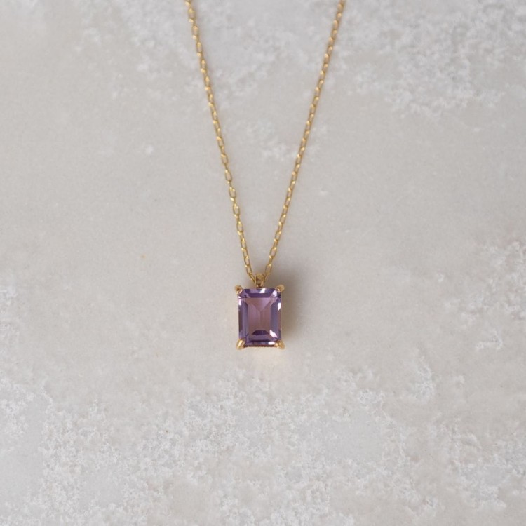 Naszyjnik z Prostokątnym Ametystem Gold (id: 1909)