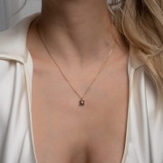 Naszyjnik z Kwadratowym Kwarcem Dymnym Gold (id: 1845)