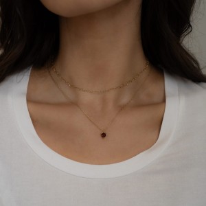 Naszyjnik Serce z Granatem Gold (id: 2075)