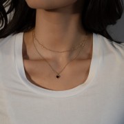 Złoty Naszyjnik Serce z Kwarcem Dymnym Gold (id: 2090)