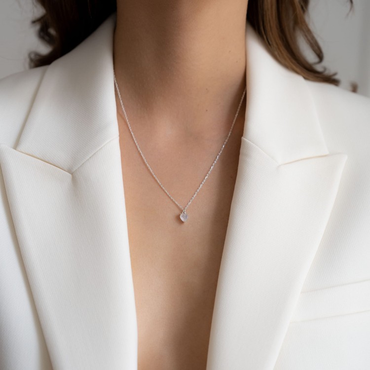 Naszyjnik Serce z Kamieniem Księżycowym Silver (id: 2321)