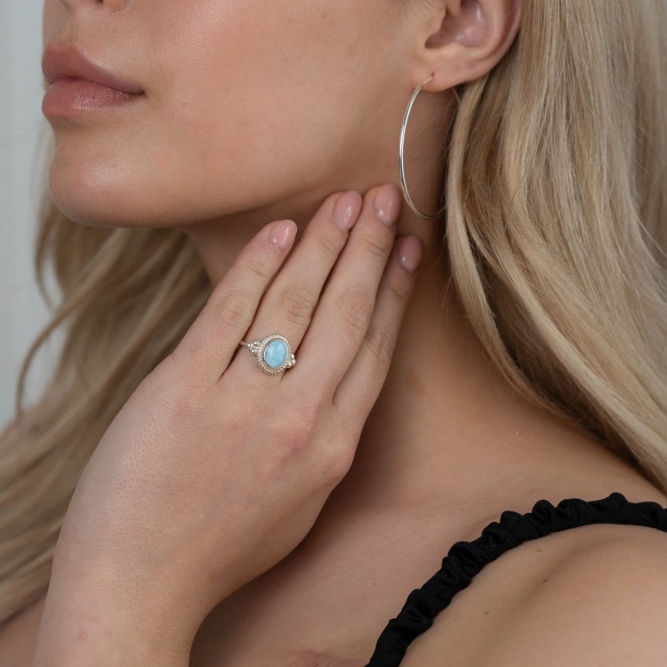 Pierścionek Royal z Larimarem Błękitnym Silver