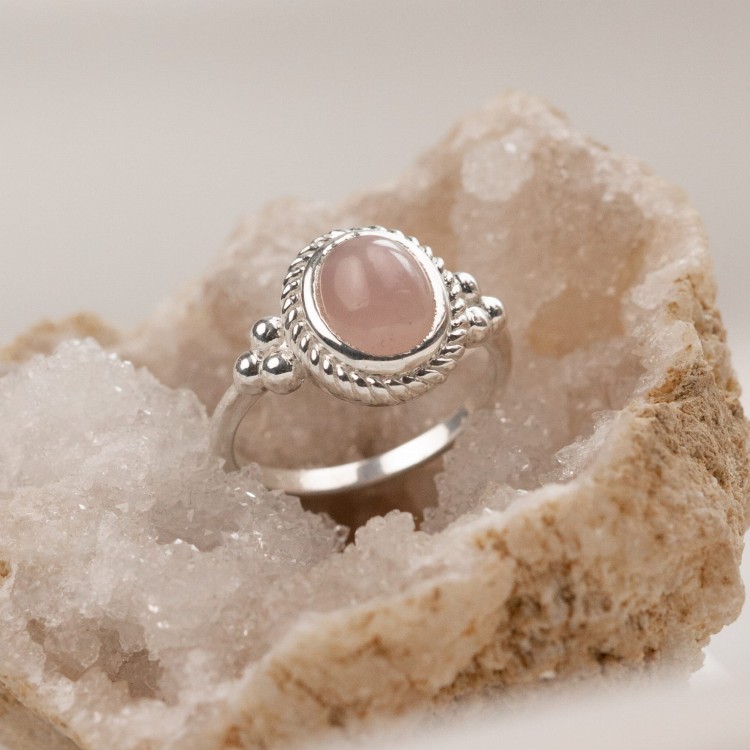Pierścionek Royal z Kwarcem Różowym Silver