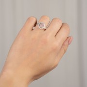 Pierścionek Royal z Kwarcem Różowym Silver