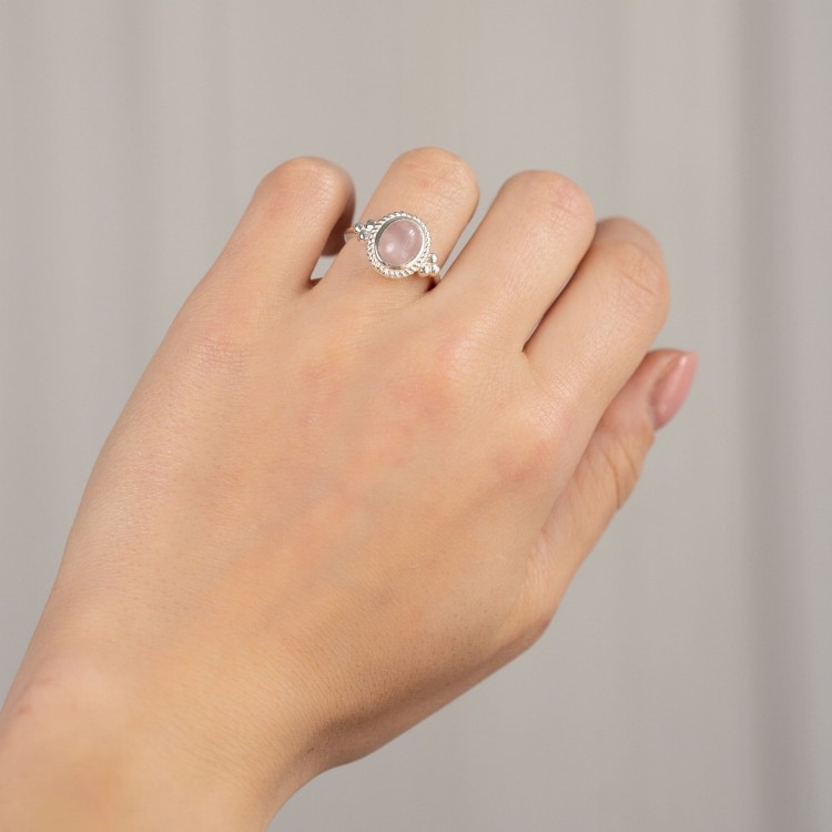 Pierścionek Royal z Kwarcem Różowym Silver