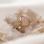 Pierścionek Royal z Kwarcem Różowym Gold