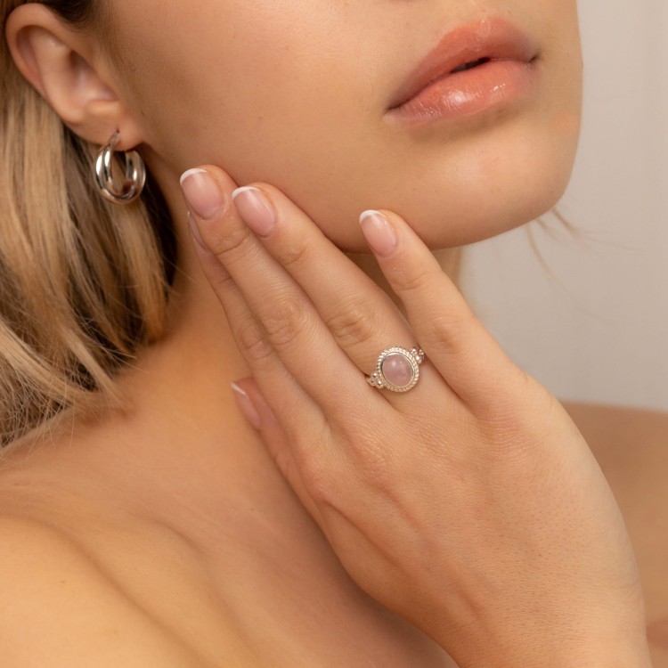 Pierścionek Royal z Kwarcem Różowym Silver